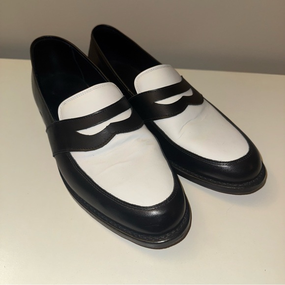 Allen Edmonds Black and White Randolph Penny Loafers - Picture 2 of 8